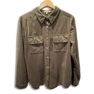 Democracy Corduroy Button Down Shirt/Jacket in soft green | Size S